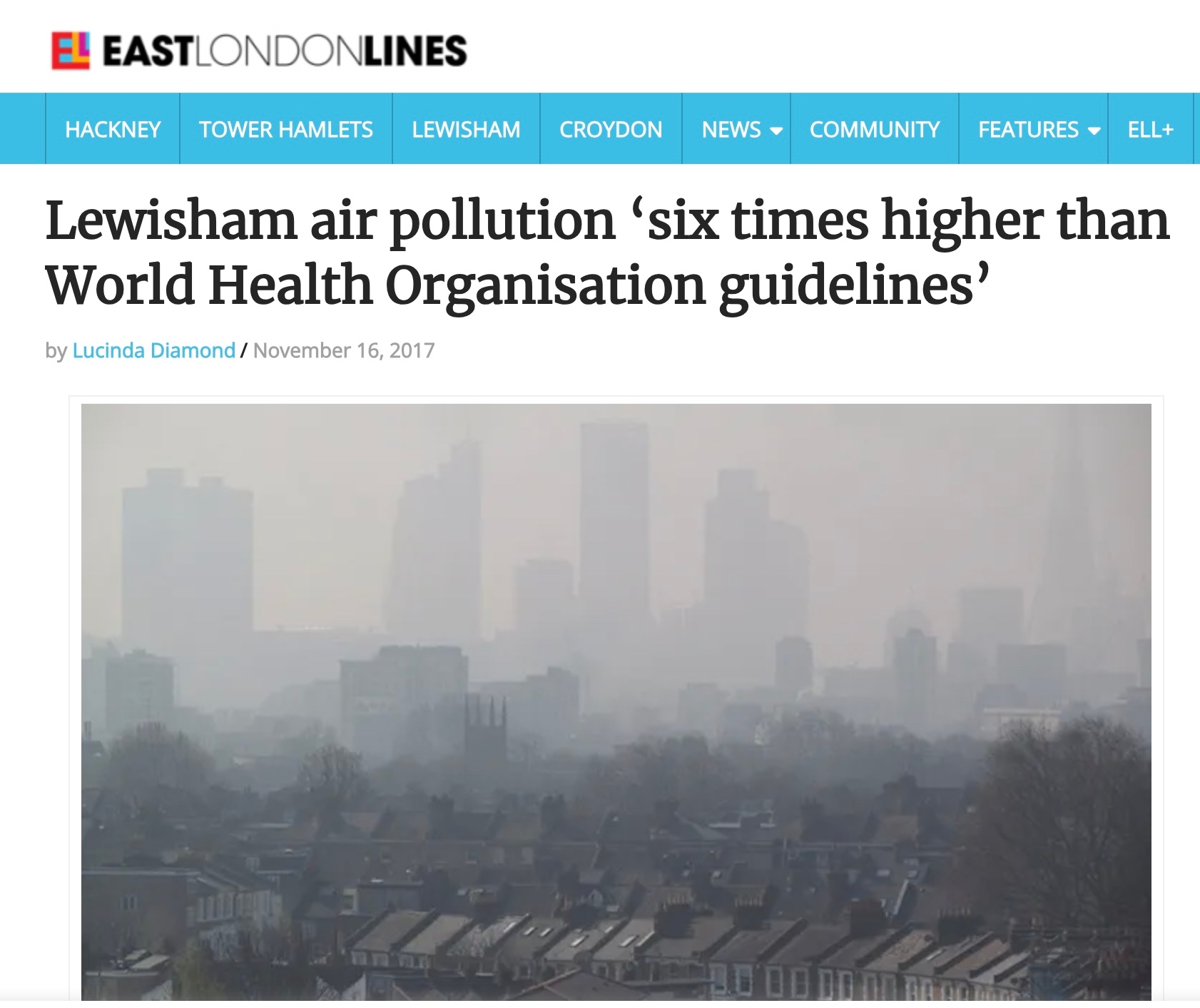 Lewisham air pollution ‘six times higher than World Health Organisation guidelines’