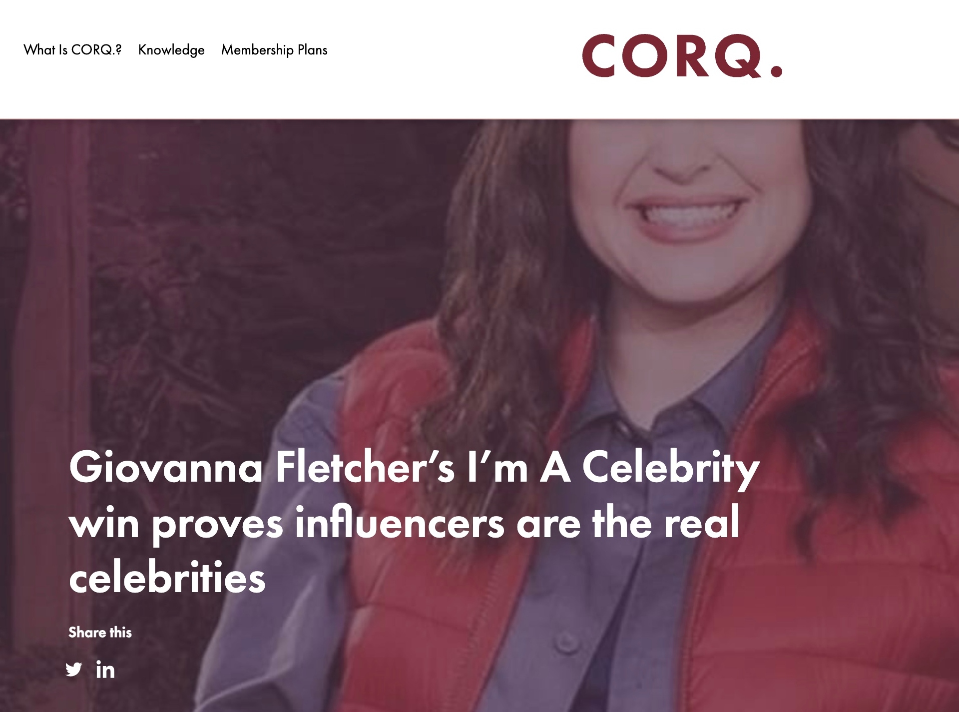 Giovanna Fletcher’s I’m A Celebrity win proves influencers are the real celebrities