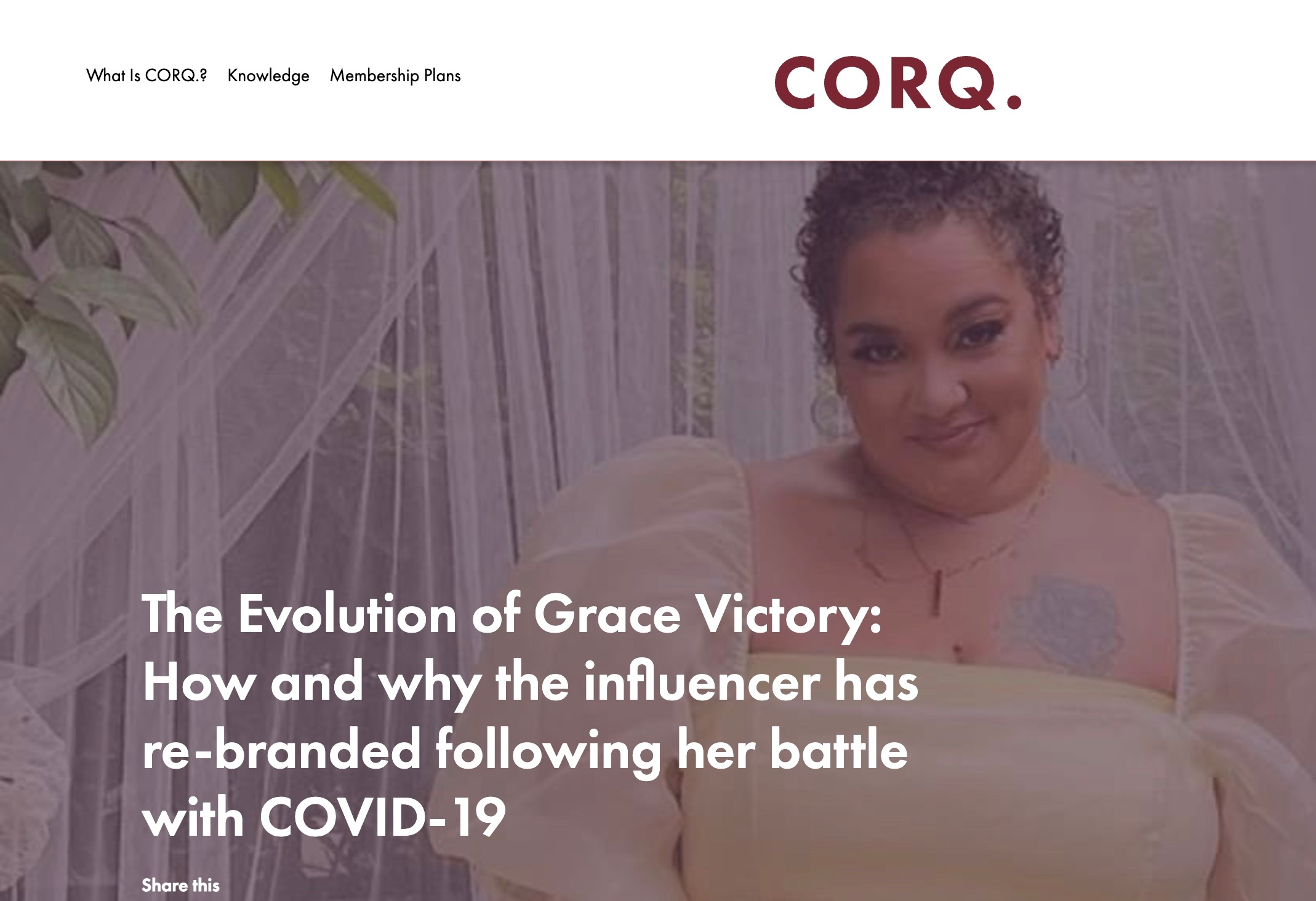 The Evolution of Grace Victory: How and why the influencer has re-branded following her battle with COVID-19