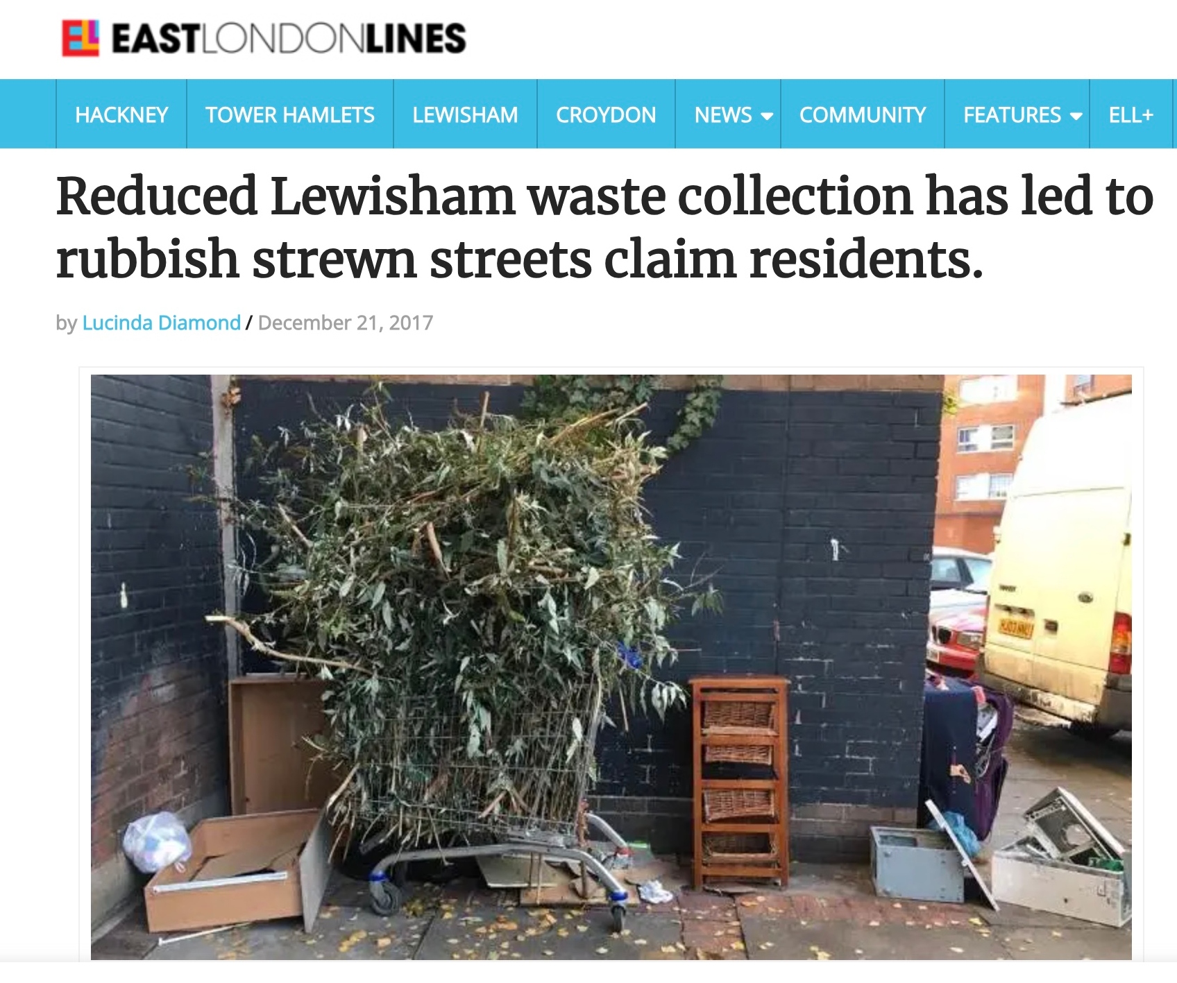 Reduced Lewisham waste collection has led to rubbish strewn streets claim residents.